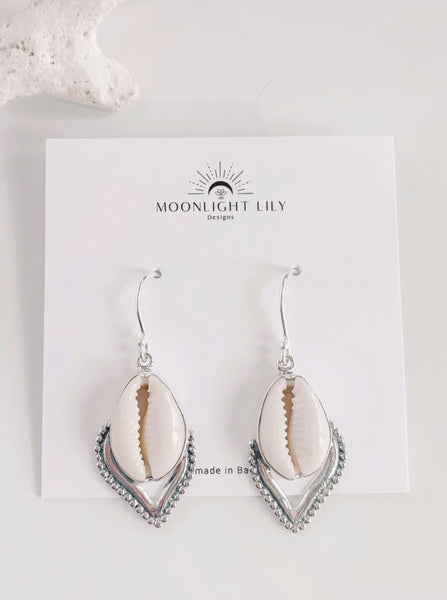 Cowrie Sterling Petal Drop Earrings